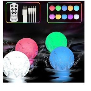 Floating Ball Lights 4 Piece 10 RGB Colors Waterproof, Remote Control, 3 Inch